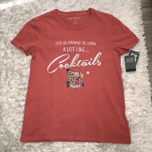 🏷Lucky Brand XS cocktail tshirt Xmas 🎄 NWT!🏷